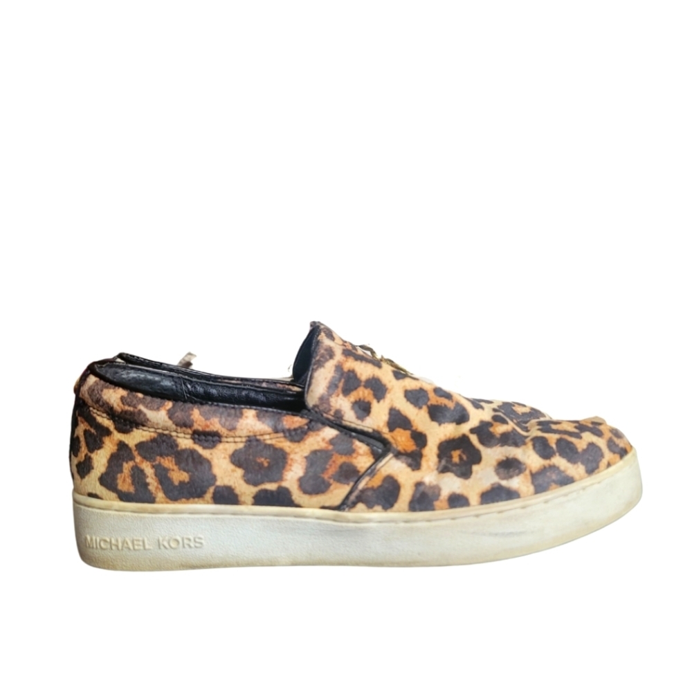 MICHAEL Kors Slip On Leopard Print Calf Hair Sneakers Flats Size 7M - Picture 2 of 16